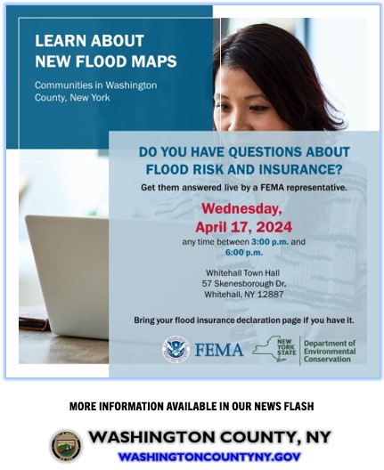 Learn About Fema Flood Map Updates: WEDNESDAY - APRIL 17, 2024 - WHITEHALL 3:00 PM - 6:00 PM @ Whitehall Municipal Center